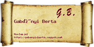 Gabányi Berta névjegykártya